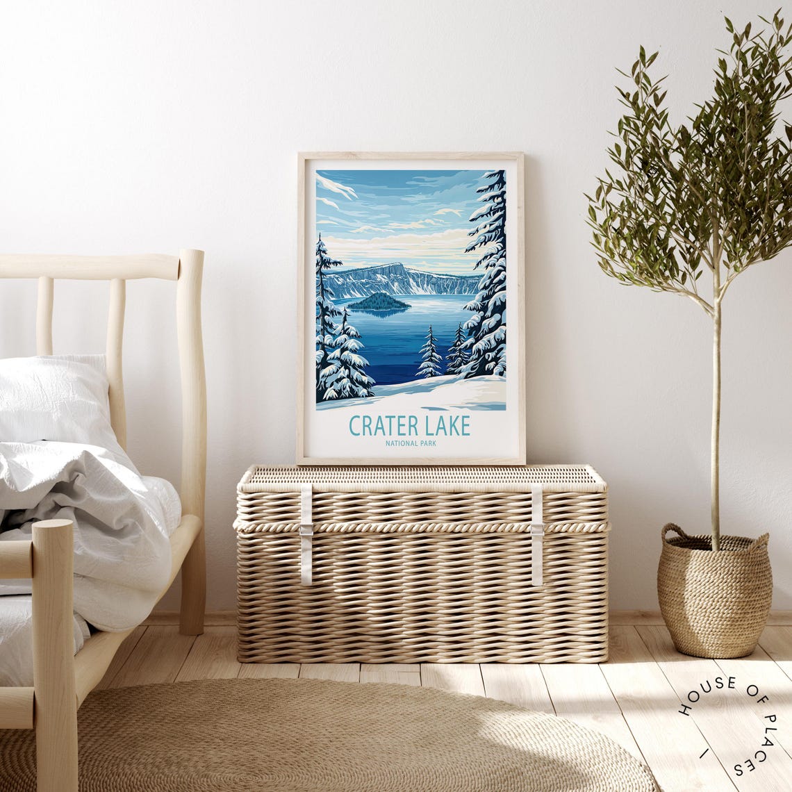 Crater Lake National Park Winter Wizard Island Snow Art Poster - Image 2