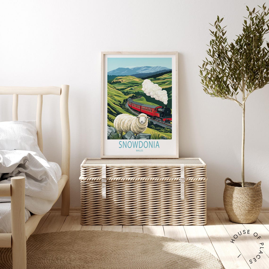 Snowdonia Wales Red Steam Train Sheep Mountain Railway Poster - Image 2