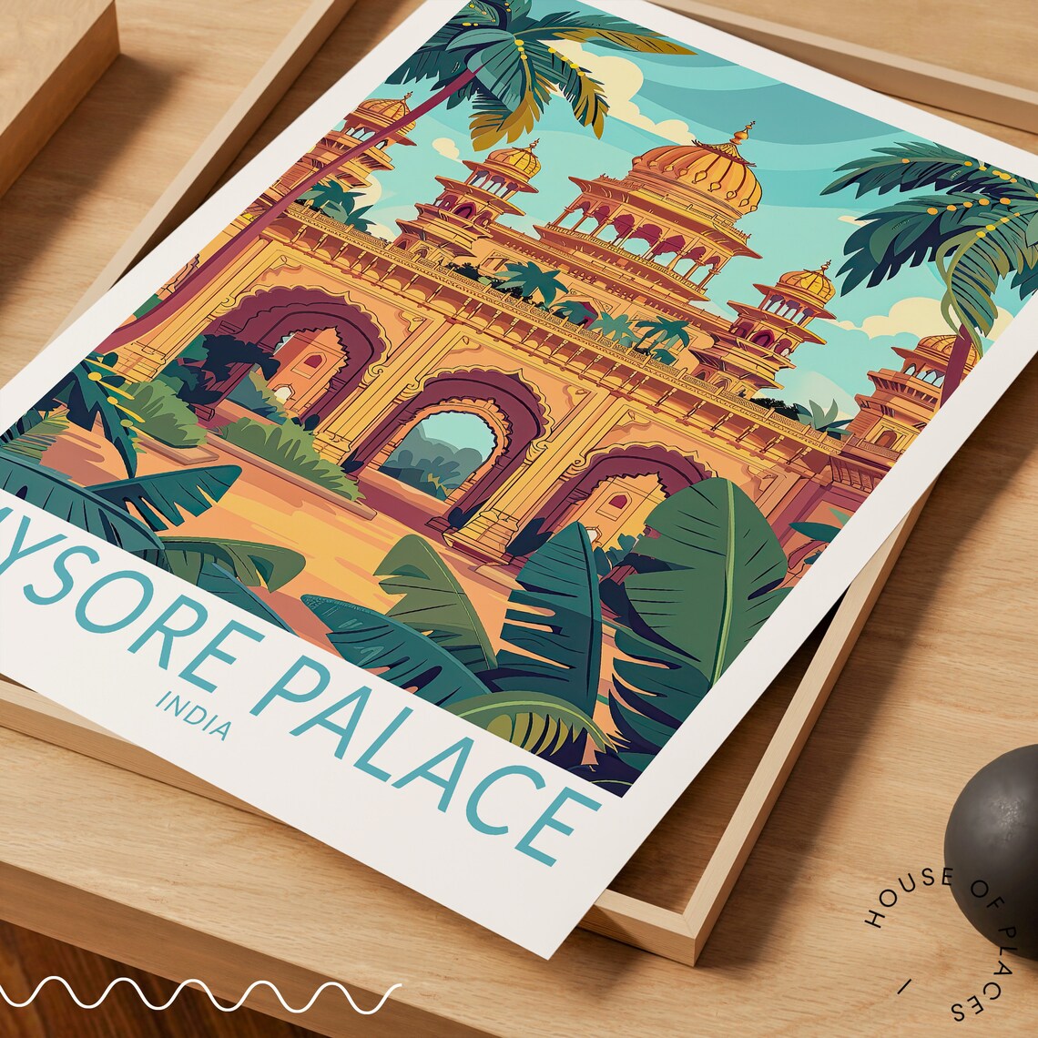 Mysore Palace India Grand Gateway Arches Retro Travel Poster - Image 3