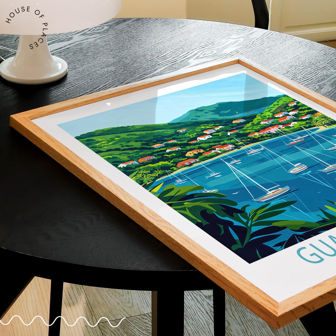 Guadeloupe Caribbean Sailboat Harbor Tropical Island Art Poster - Image 3