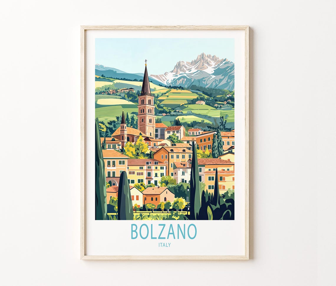 Bolzano Italy Travel Poster Italy Wall Art Bolzano Print Personalised Travel Poster Home Decor Wedding Gifts Birthday Present