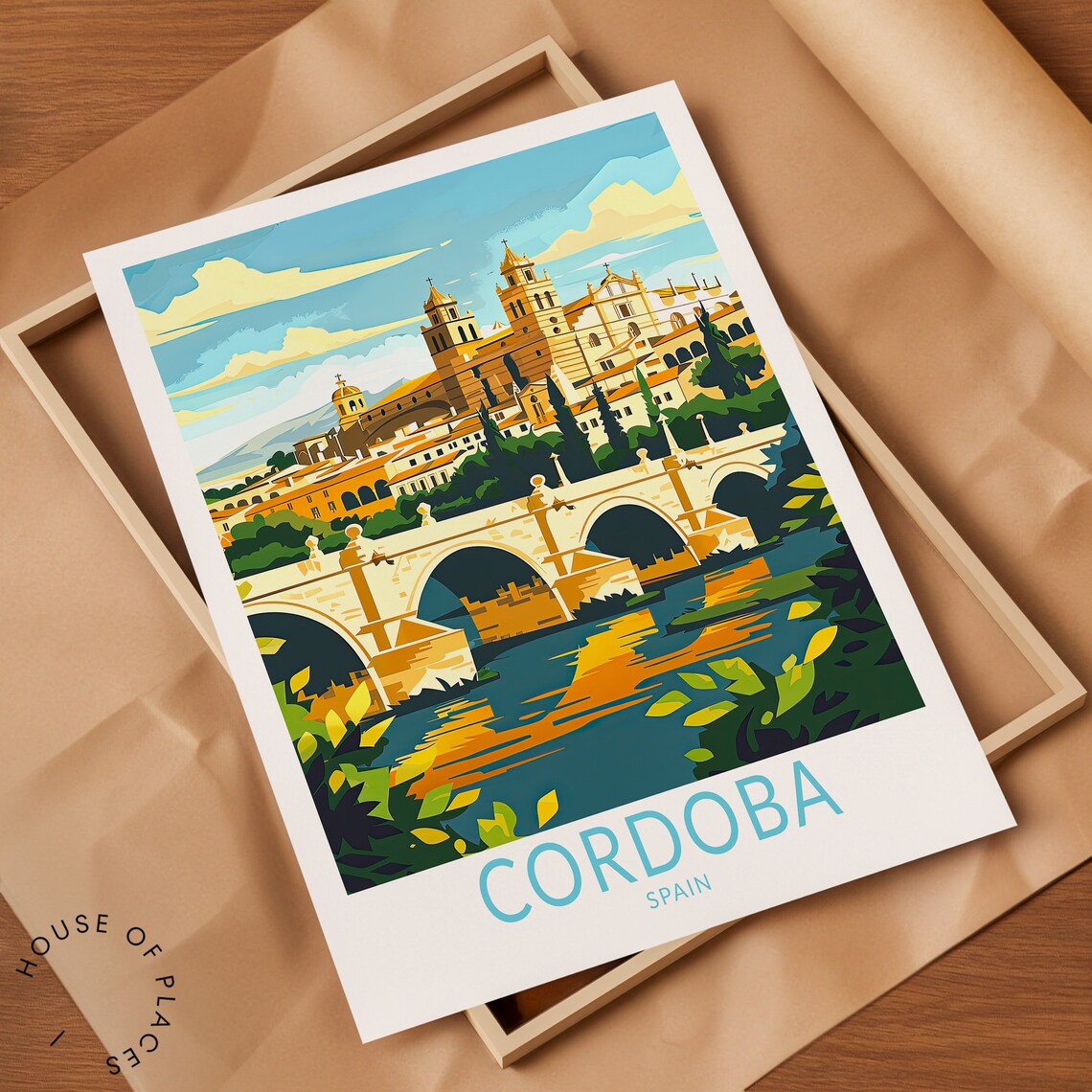 Cordoba Spain Roman Bridge Cathedral Riverside Travel Poster - Image 2
