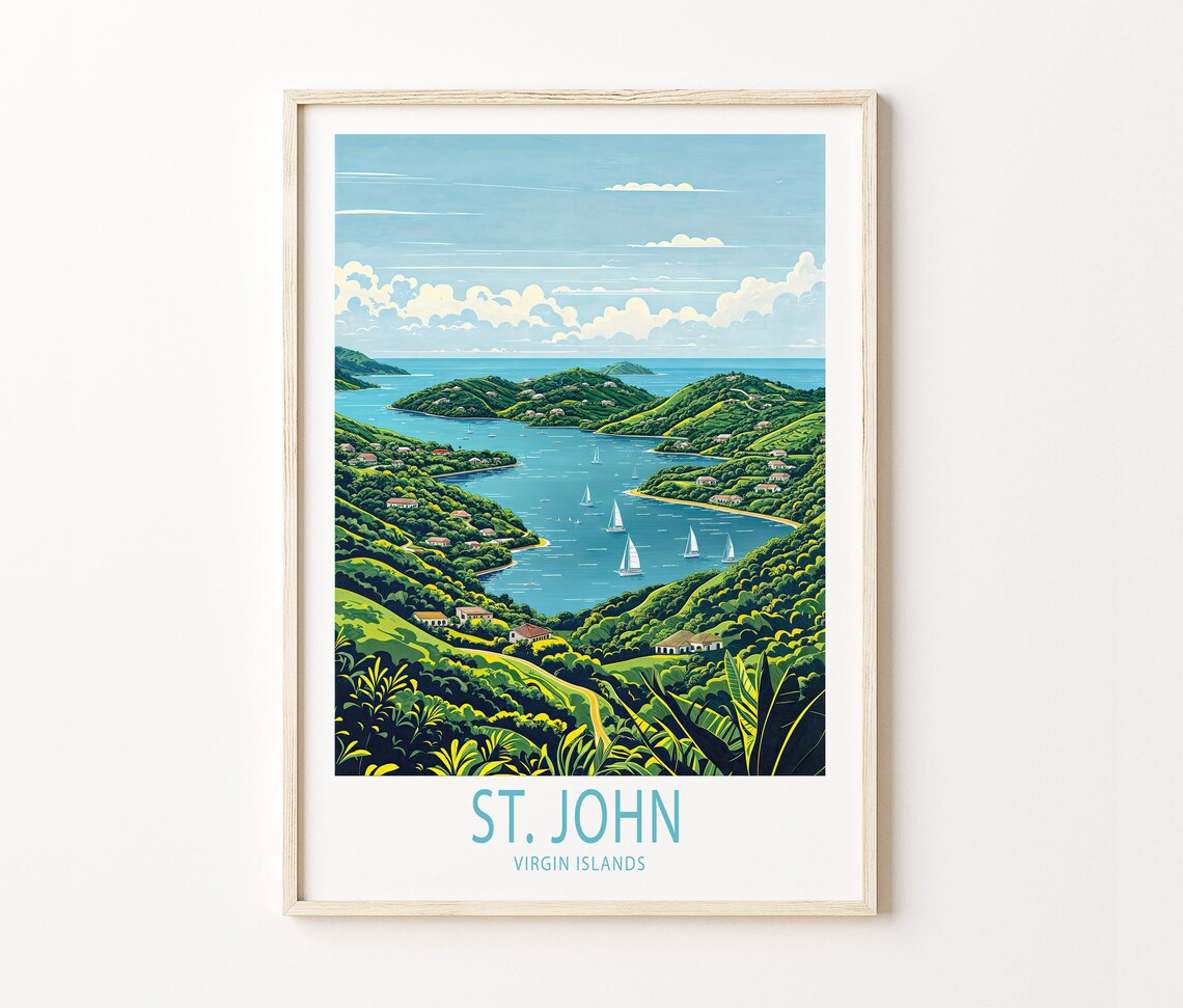 Saint John Caribbean Travel Poster, Virgin Islands - Image 3