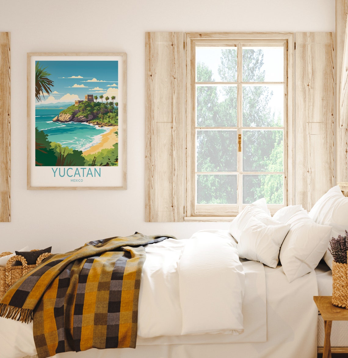 Yucatan Mexico Mayan Ruins Cliffside Beach Tropical Travel Poster - Image 2