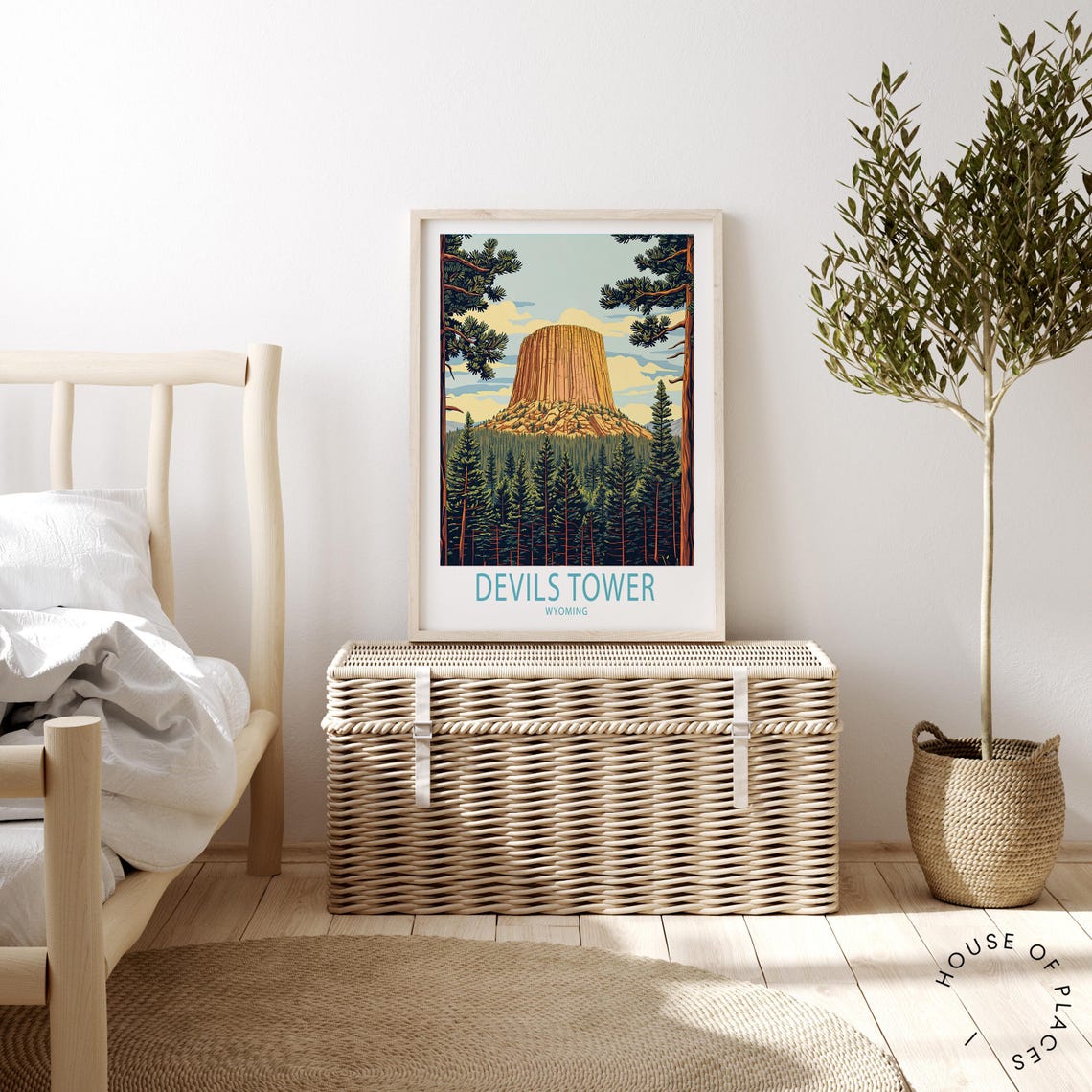 Devils Tower Wyoming Pine Forest National Landmark Art Poster - Image 2
