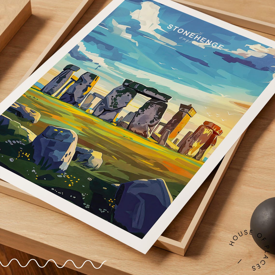 Stonehenge England Travel Poster Ancient Stones Sunset Sky View - Image 3