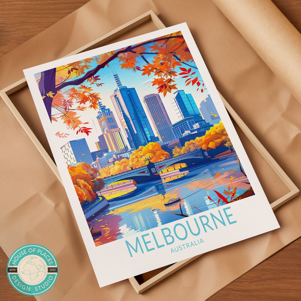 Melbourne Australia Travel Poster, City Wall Art Decor - Image 2