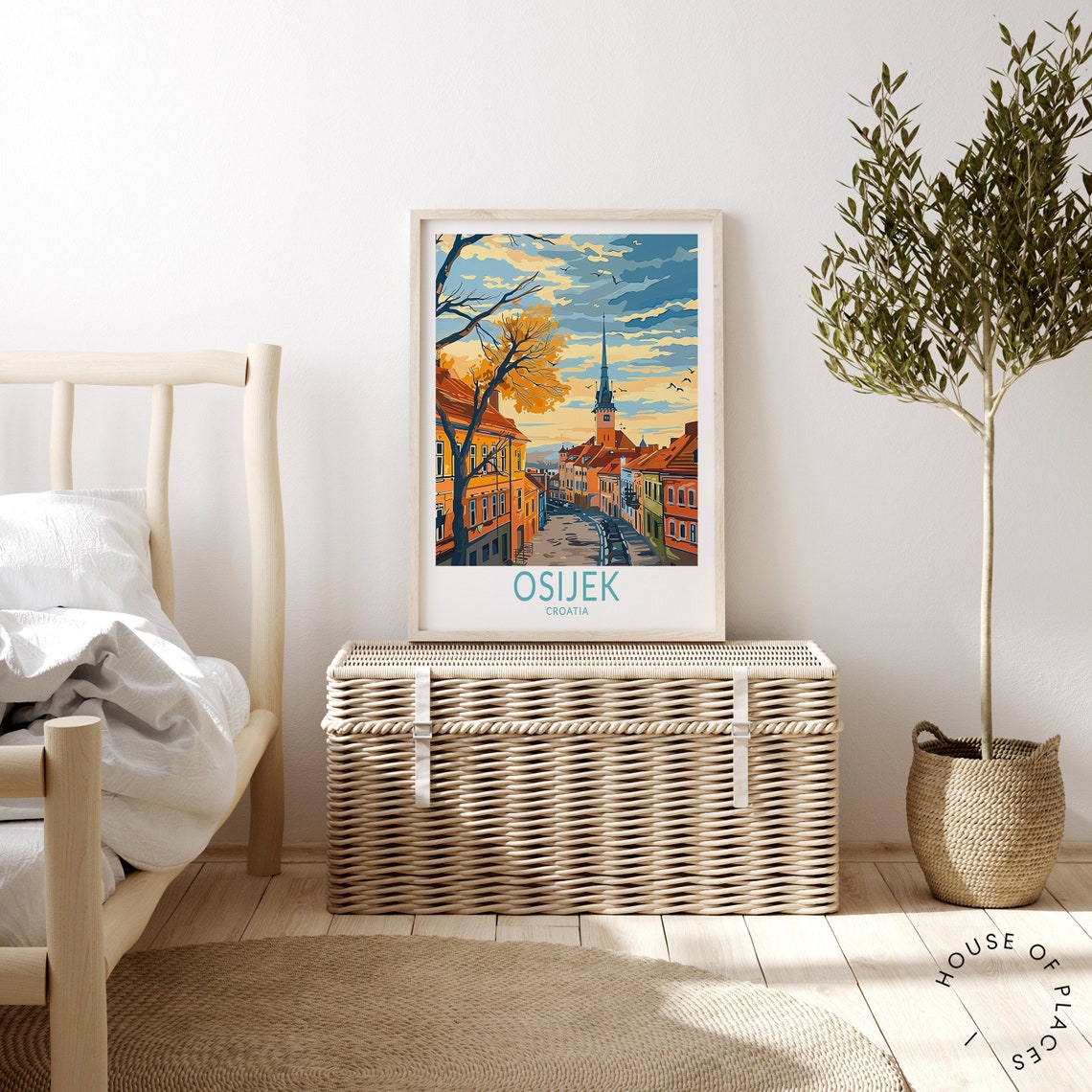 Osijek Croatia Golden Sunset Old Town Clock Tower Travel Poster - Image 4
