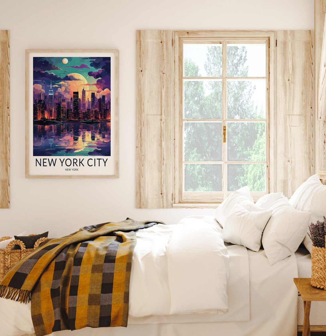New York Skyline Night Travel Poster, Travel Home Decor - Image 2