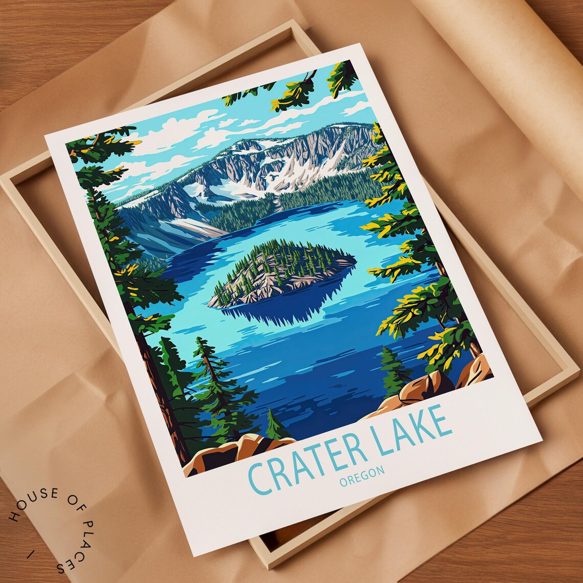 Crater Lake Oregon Travel Poster, National Park Art Print - Image 2