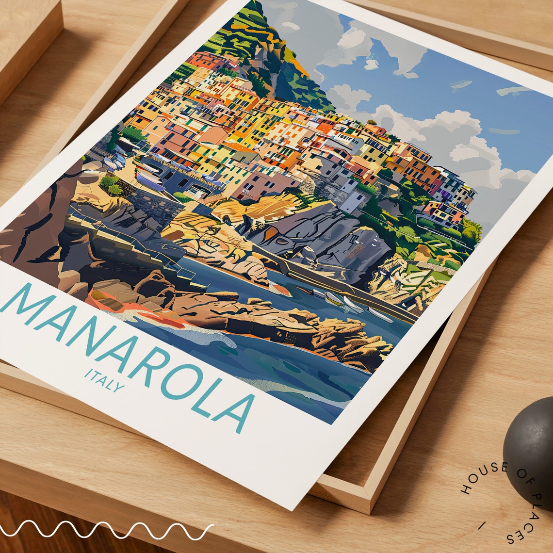 Manarola Italy Cliffside Village Colorful Coast Travel Poster - Image 3