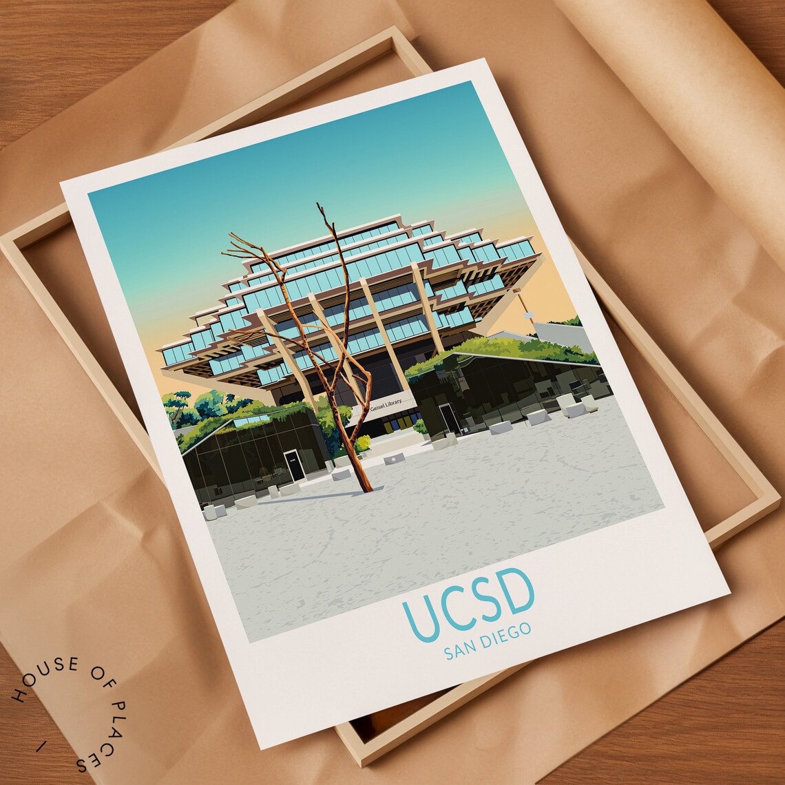 Geisel Library San Diego University Campus Art Print - Image 2