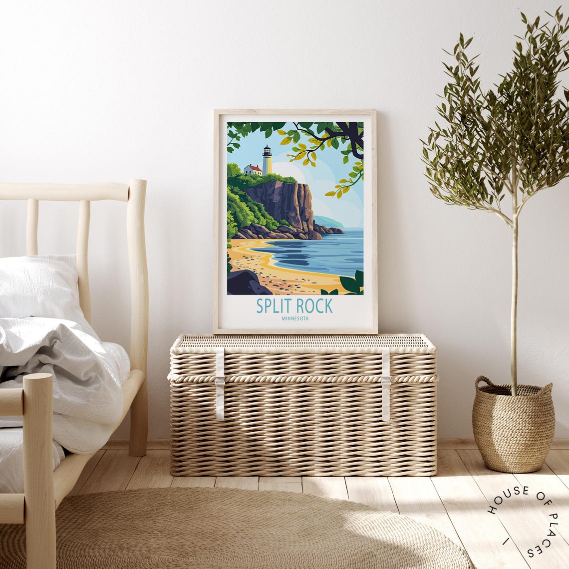 Split Rock Minnesota Lighthouse Cliff Lake Superior Coast Poster - Image 2