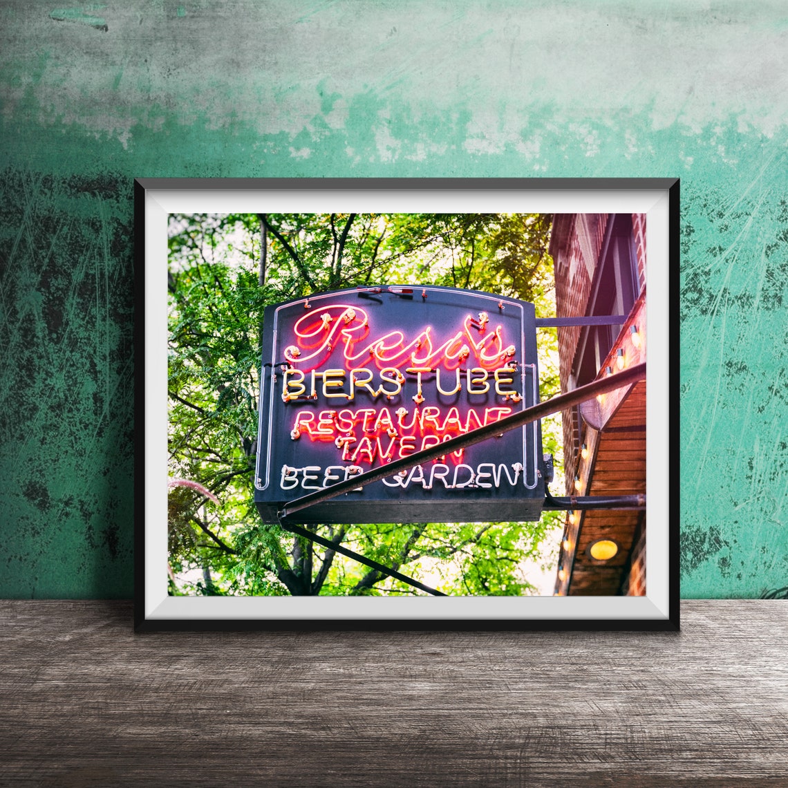 Resi's Bierstube Restaurant Tavern Beer Garden Neon Sign Poster