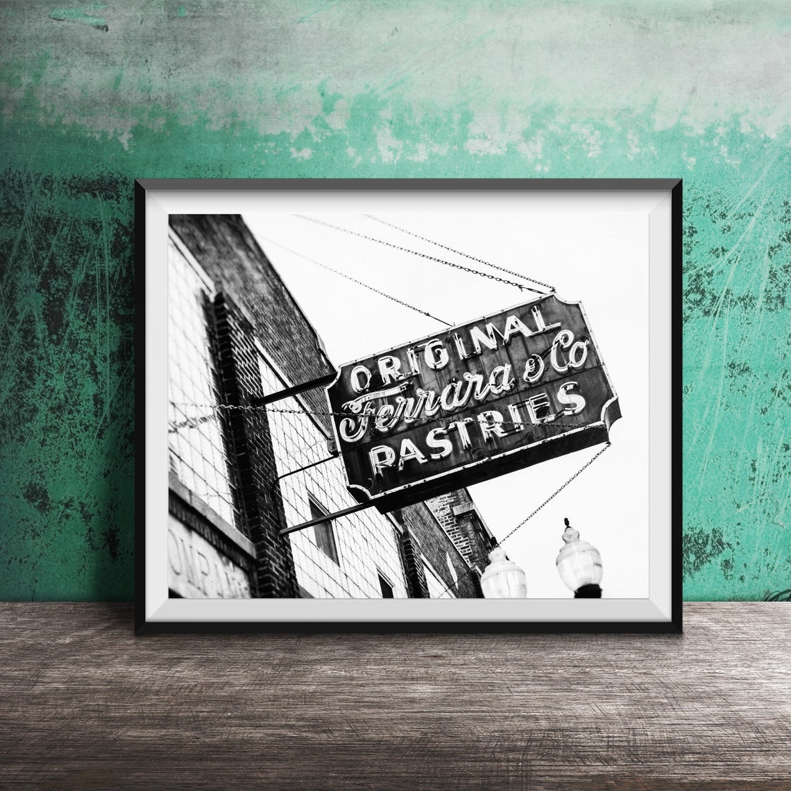 Original Ferrara and Co Pastries Vintage Hanging Sign Poster - Image 2