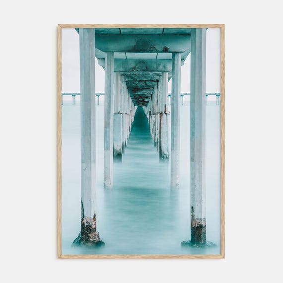 Pier Coastal Ocean Landscape Art Print, Color Photo