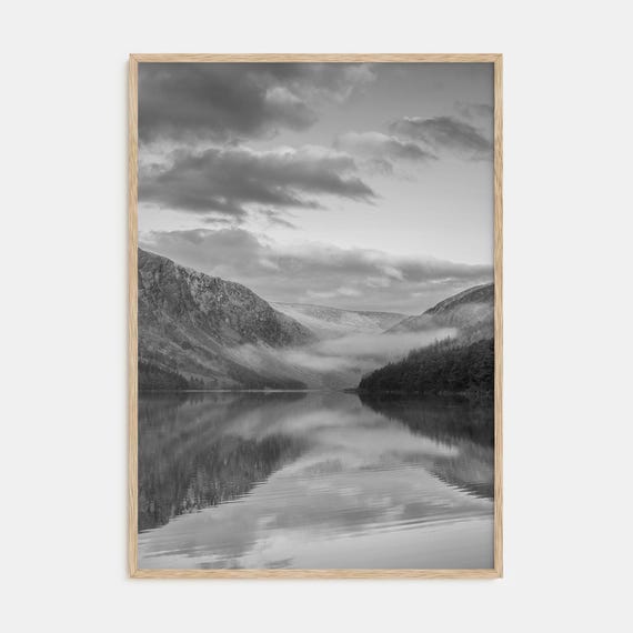 Fine Art Lake Reflection Print Black White Photography Poster Wall Decor For Home Office Or Gifts
