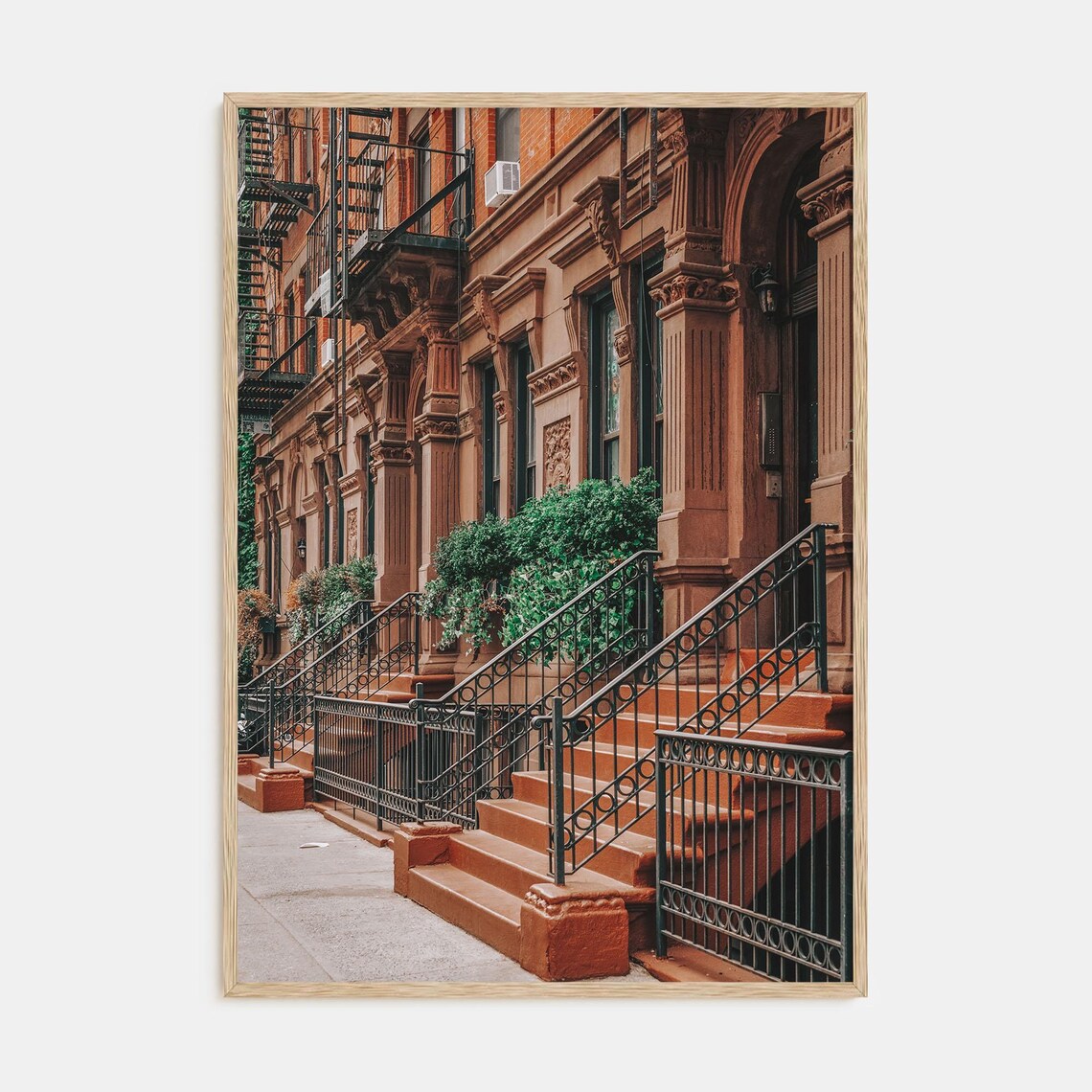 New York Brownstone Row Houses Color Fine Art Photography Poster
