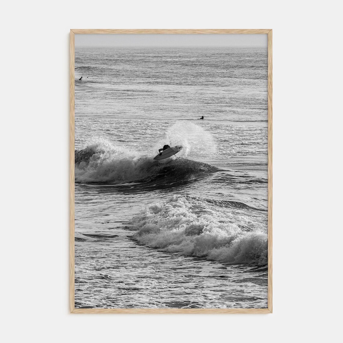 Surfing Black and White Ocean Photography Poster Print