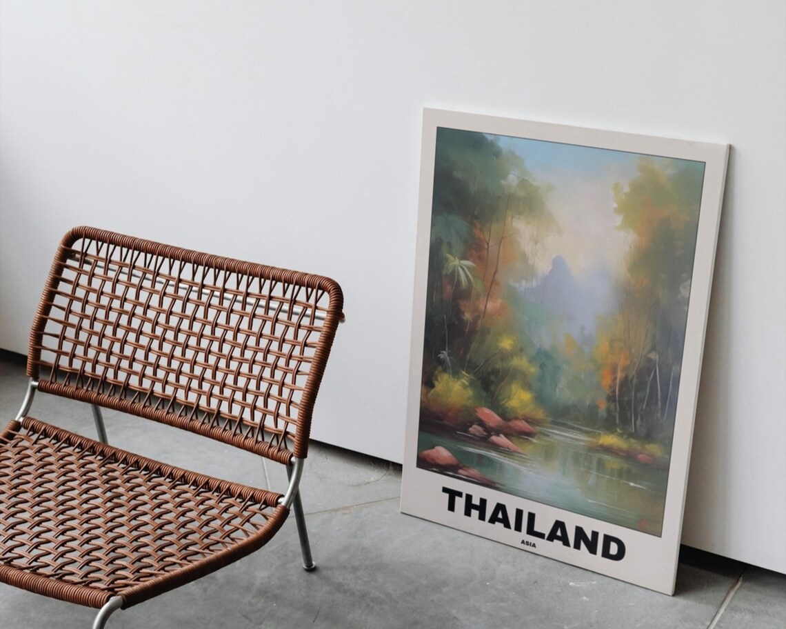Thailand Scenic Travel Poster, Minimalist Thai Art