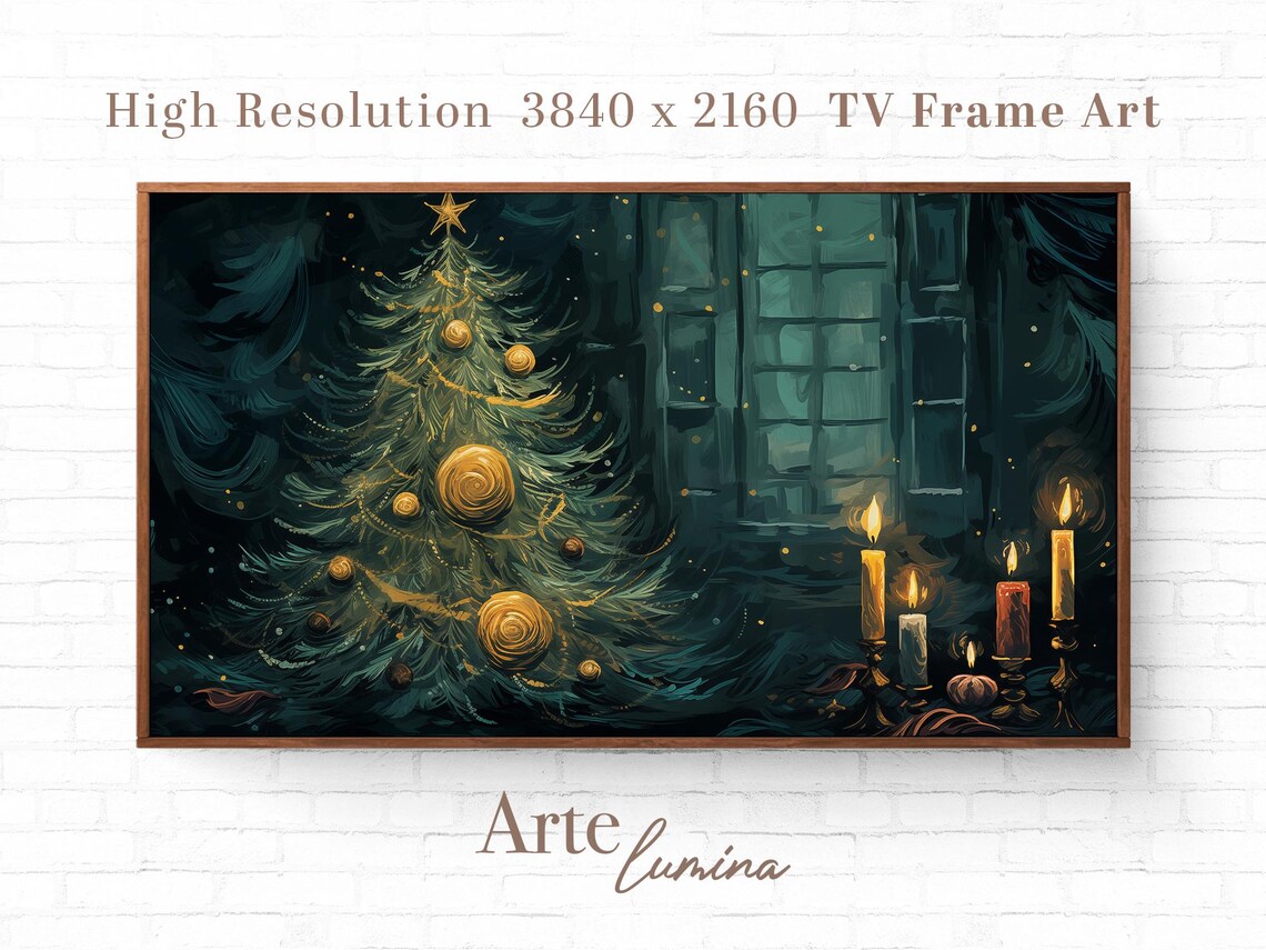 Van Gogh Inspired Christmas Tree With Gold Ornaments Swirling Night Poster