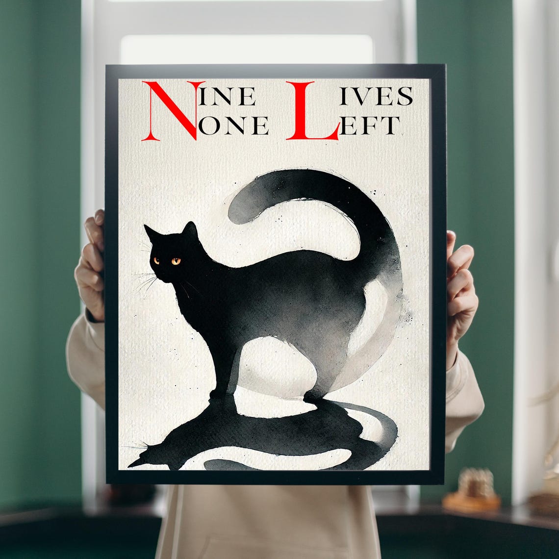 Nine Lives None Left Cat Gothic Retro Poster - Image 2