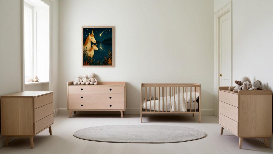 Unicorn Starry Night, Mother And Baby Nursery Decor - Image 2