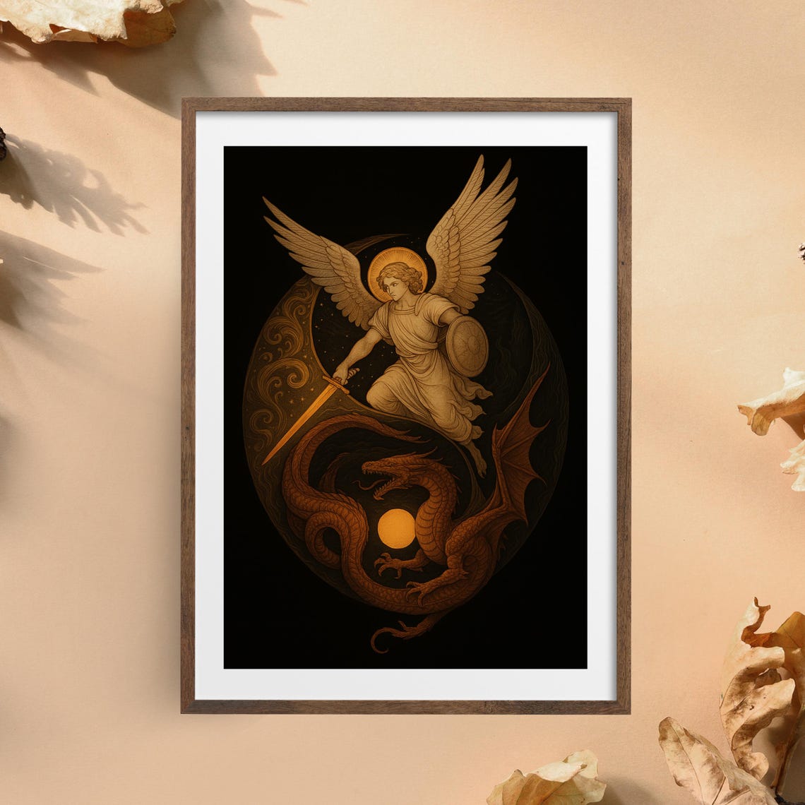 St Michael Defeating Dragon, Archangel Poster Print - Image 4