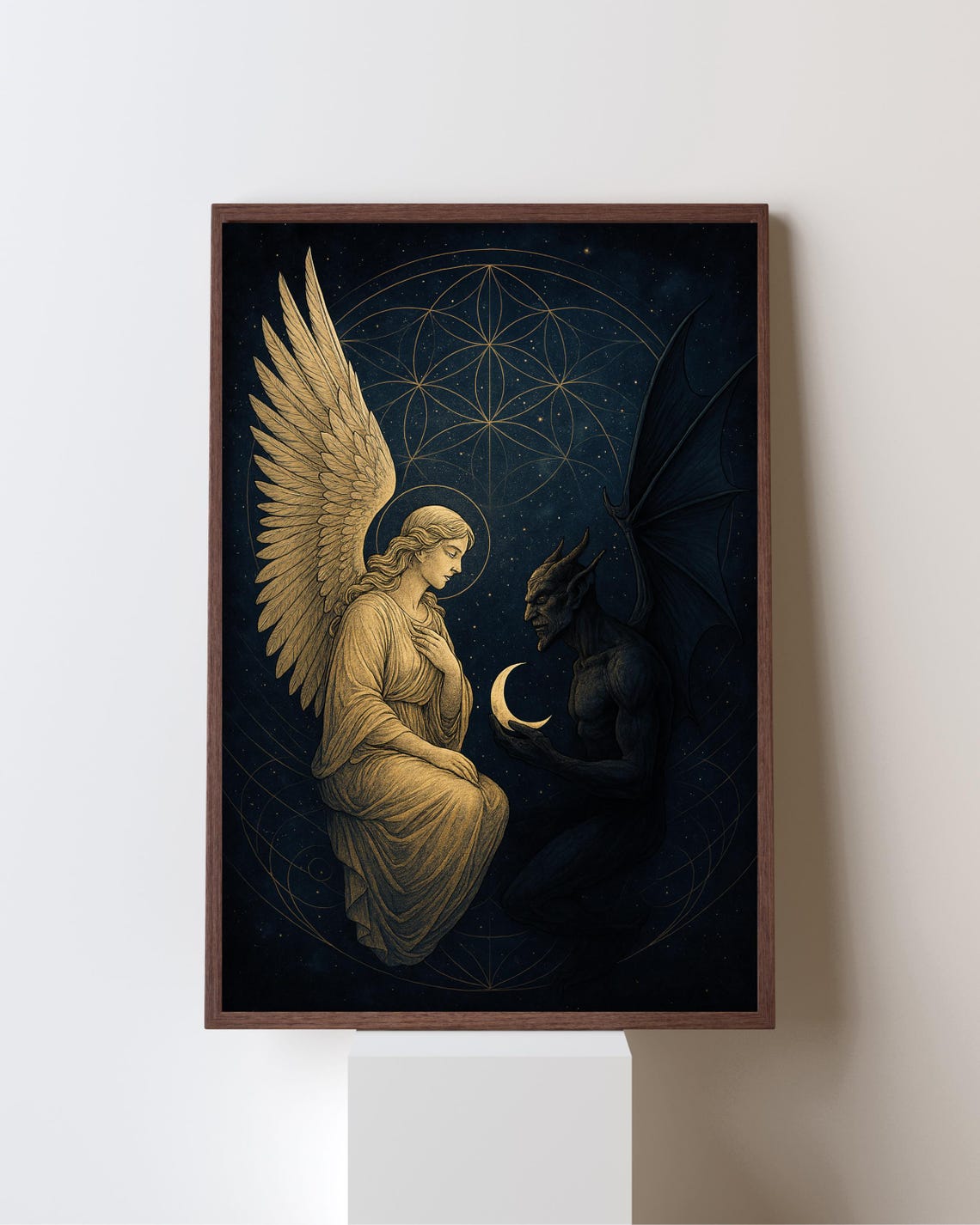 Angel And Demon, Gothic Celestial Balance Art Print - Image 4