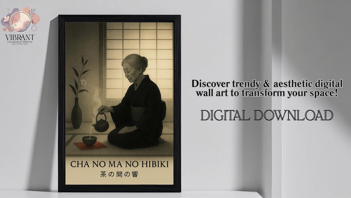 Cha No Ma No Hibiki Japandi Poster, Japanese Tea Room - Image 4