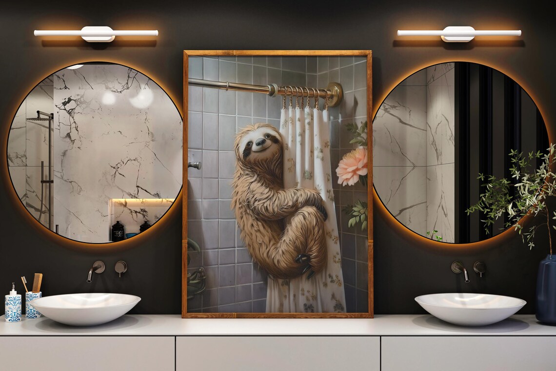 Funny Sloth Bathroom Decor for Kids, Laundry Room - Image 5