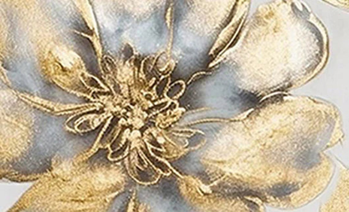 Gold and Blue Gray Floral Blooms with Gold Leaf Accent Poster - Image 5