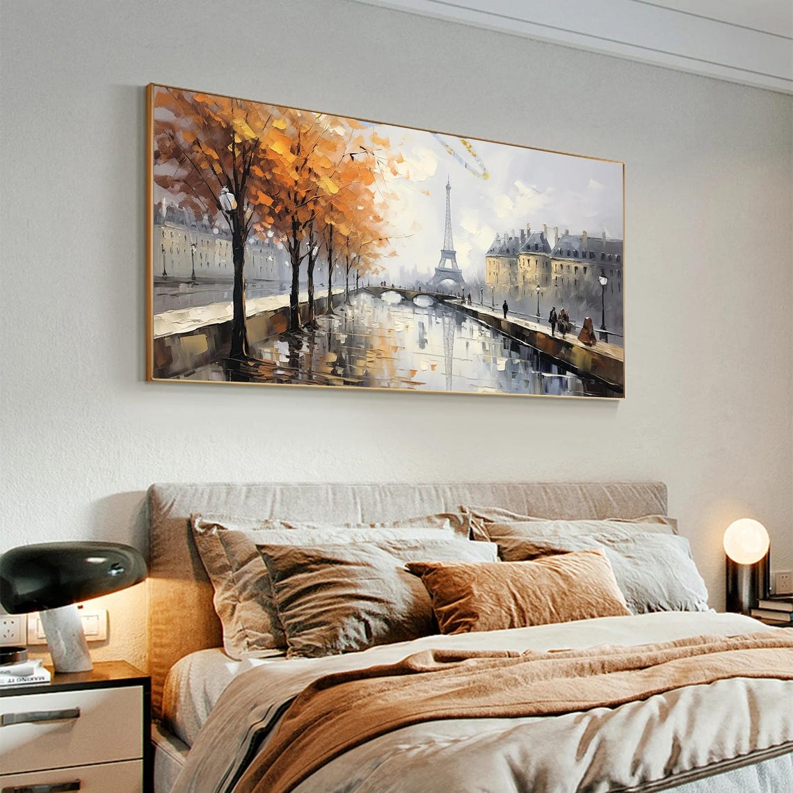 Paris Eiffel Tower Autumn River Scene with Golden Trees Poster - Image 4