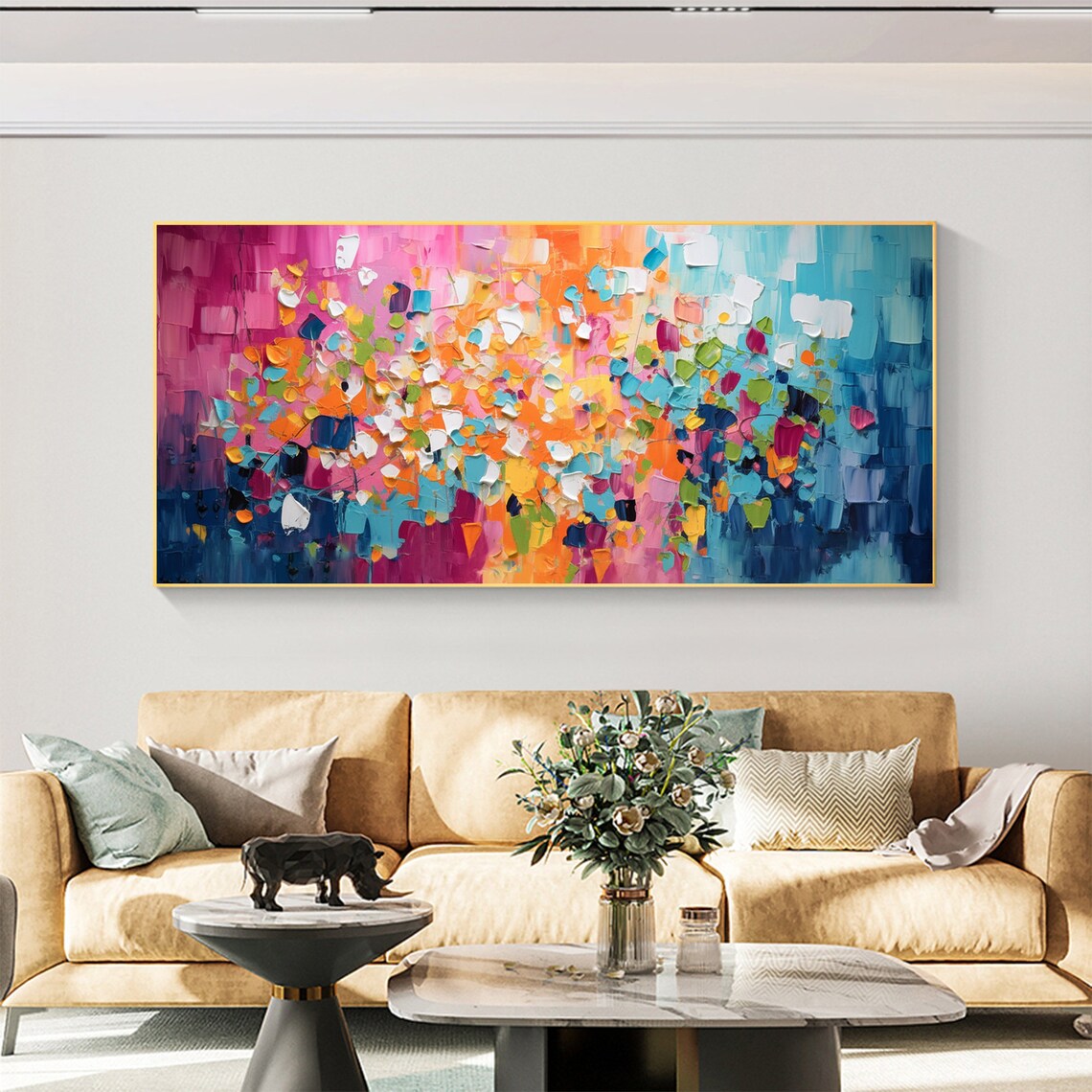 Colorful Pink Blue Orange Confetti Burst Abstract Art Poster - Image 3