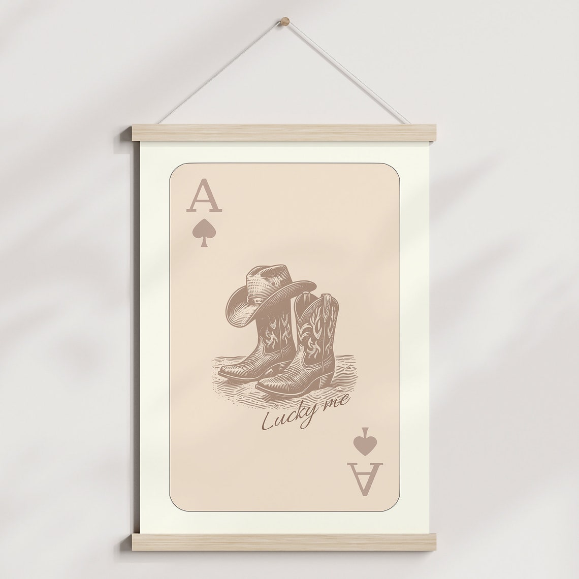 Ace Of Spades Print Cowgirl Cowboy Hat And Boots Wall Decor Western Art Poster Lucky Me Retro Bar Cart Wall Art Daily Affirmation Poster - Image 3