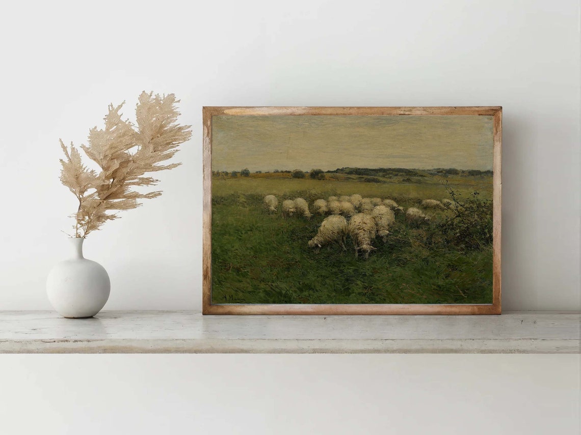 Meadow Sheep Painting Print Vintage Country Animal Poster Farmhouse Wall Art Country Animal Print Vintage Sheep Painting - Image 7