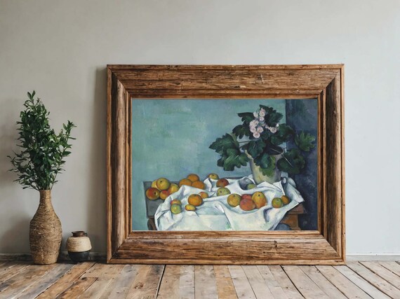 Wall Art Cezanne Apples Primroses Painting Poster Still Life French Impressionism Kitchen Vintage Wall Art Czanne