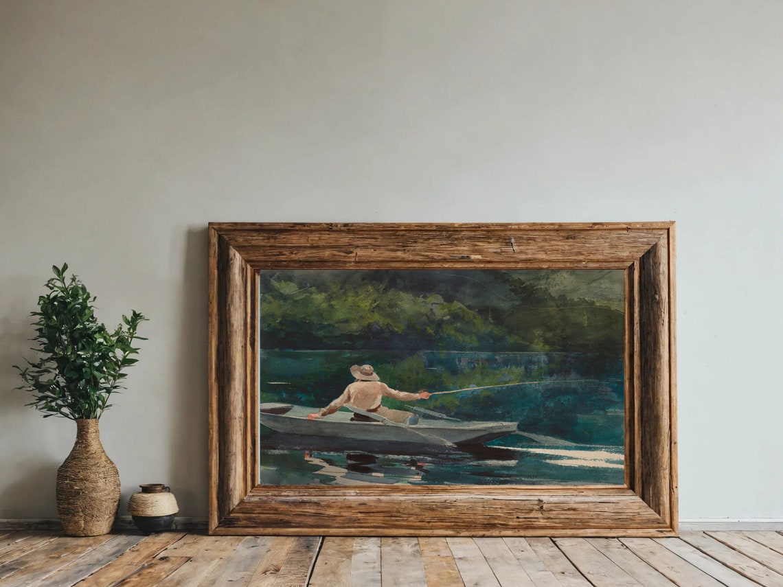 Vintage Fishing Painting Winslow Homer Print Casting Number Two Lake Cabin Decor Fishing Wall Art Outdoors Wall Art Fishing Print - Image 8