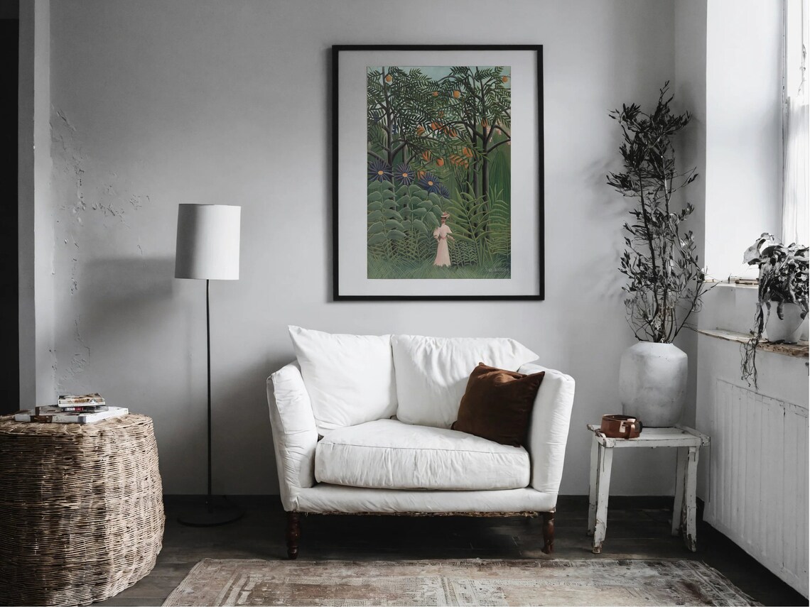 Henri Rousseau Woman Walking in Forest Exotic Tropical Jungle Print - Image 7