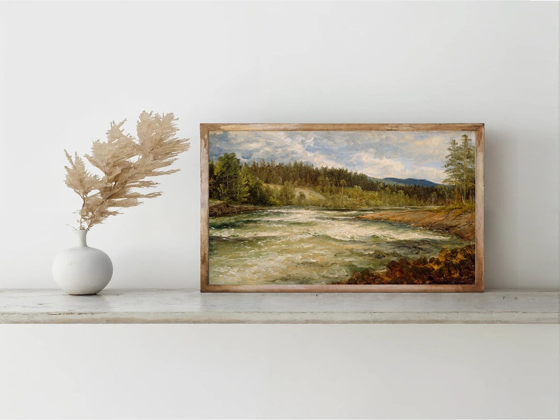 Vintage Wilderness River Forest Rustic Landscape Nature Print - Image 3
