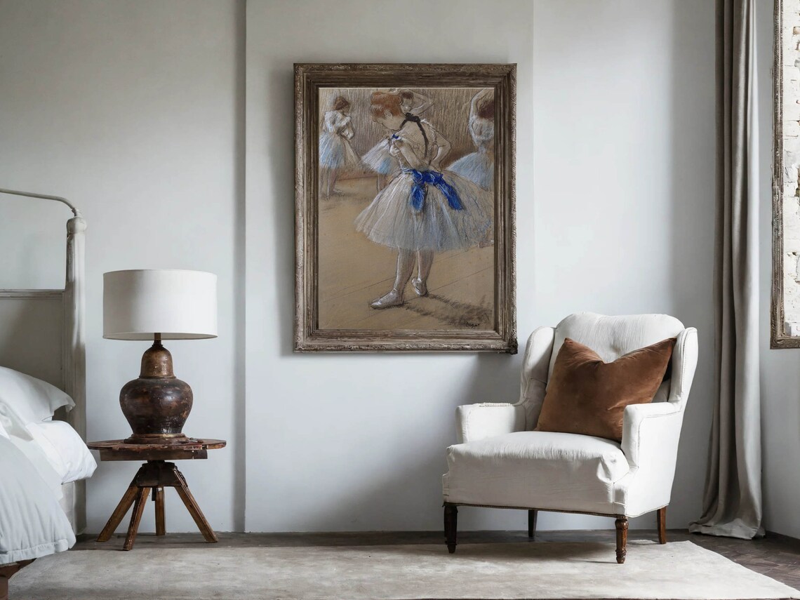 Edgar Degas Ballerina Blue Ribbon Dancer Pastel Rehearsal Poster - Image 3