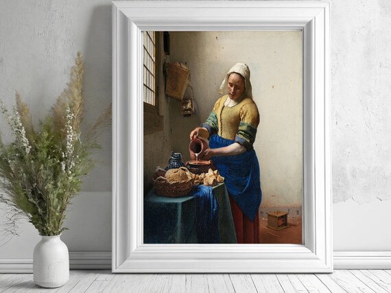 Johannes Vermeer The Milkmaid Print Dutch Baroque Painting Fine Art Print Aesthetic Painting Baroque Era Art Museum Poster