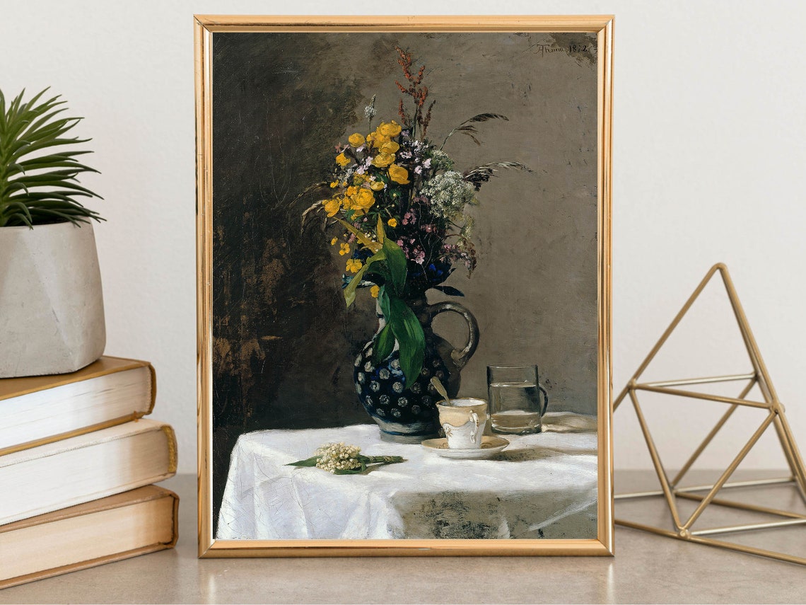 Flower Art Print Bouquet Of Wild Flowers By Hans Thoma Botanical Painting Vintage Floral Painting Wall Art Floral Art - Image 6