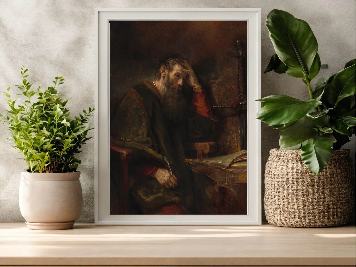 Apostle Paul By Rembrandt Art Print, Baroque Classic - Image 8
