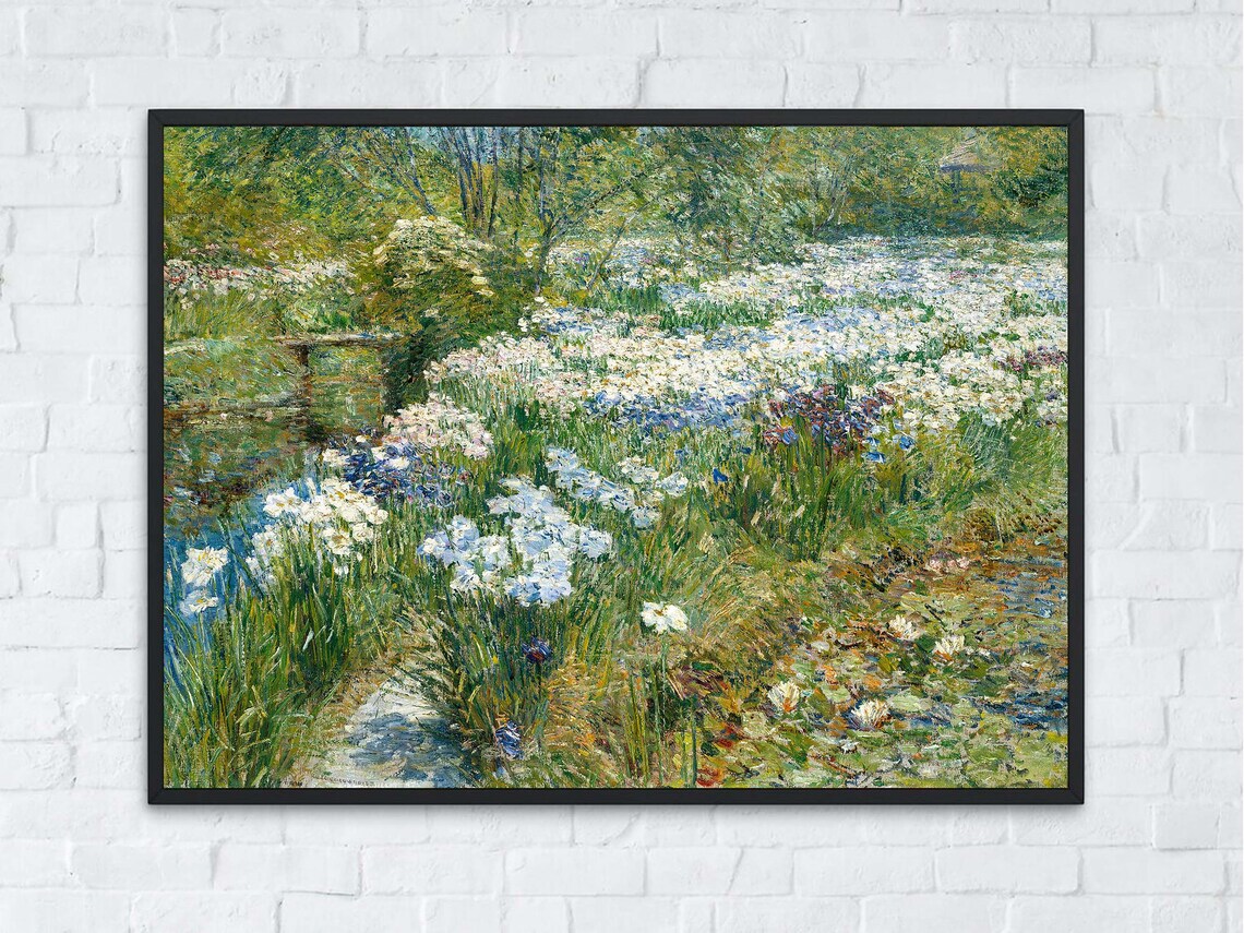 Childe Hassam The Water Garden Impressionist Iris Flowers Painting Poster - Image 3