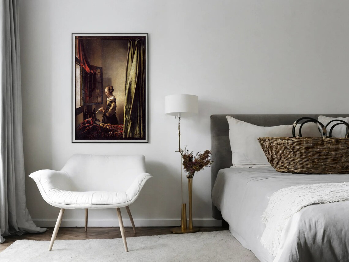 Johannes Vermeer Print Girl Reading A Letter By Johannes Vermeer Dutch Baroque Painting Vintage Woman Portrait Print Wall Art Gift - Image 5