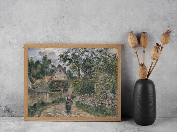 Stone Cottage Path Village Peasant Woman Impressionist Poster