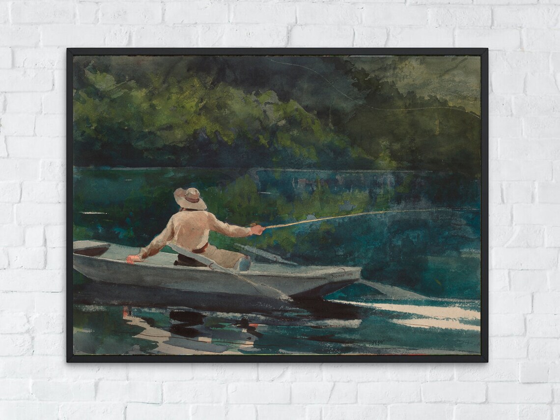 Winslow Homer The Guide Adirondack Canoe Fly Fishing Art Poster