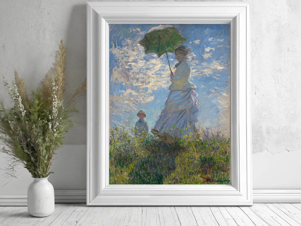 Claude Monet Woman with a Parasol Impressionist Meadow Poster - Image 3