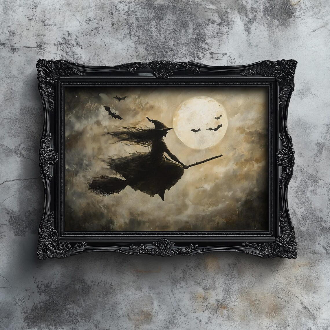 Vintage Witchy Halloween Art Print, Dark Academia